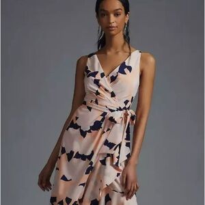 *NWT* Hutch Asymmetrical Wrap Dress Women XL Ruffle Orange Floral V-Neck Midi